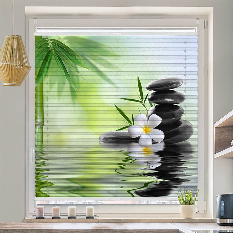 Wabenplissee Motiv Frangipani Bambus Steine