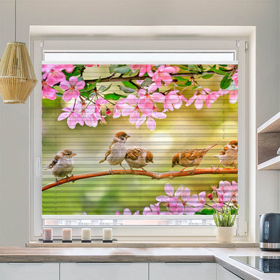 Wabenplissee Motiv Spatzen auf dem Ast