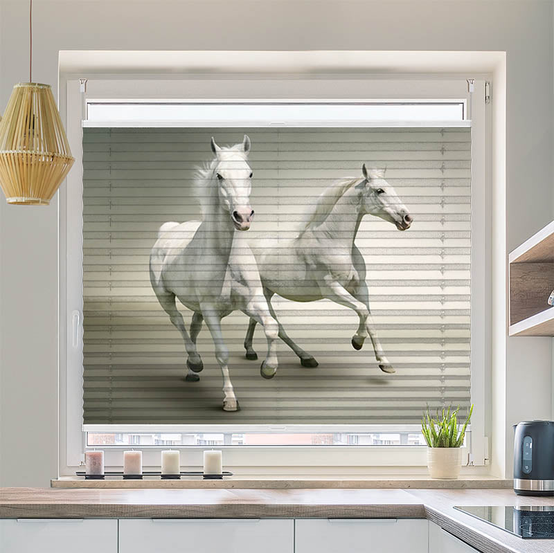 Wabenplissee Motiv "Pferde Schimmel"