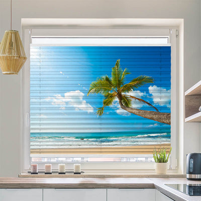 Wabenplissee Motiv Palme Meer