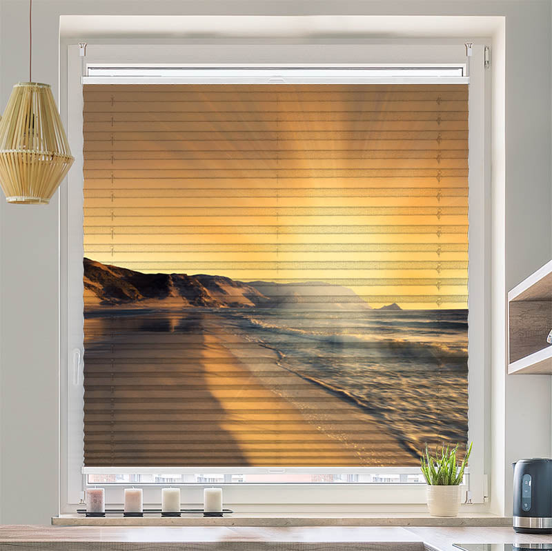 Wabenplissee Motiv Sonnenuntergang Strand