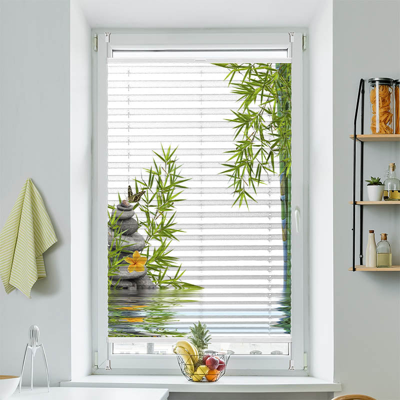 Wabenplissee Motiv Bambus Schmetterling Steine