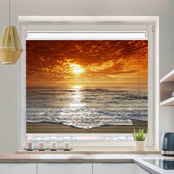 Wabenplissee Motiv "Meer Sonnenuntergang"