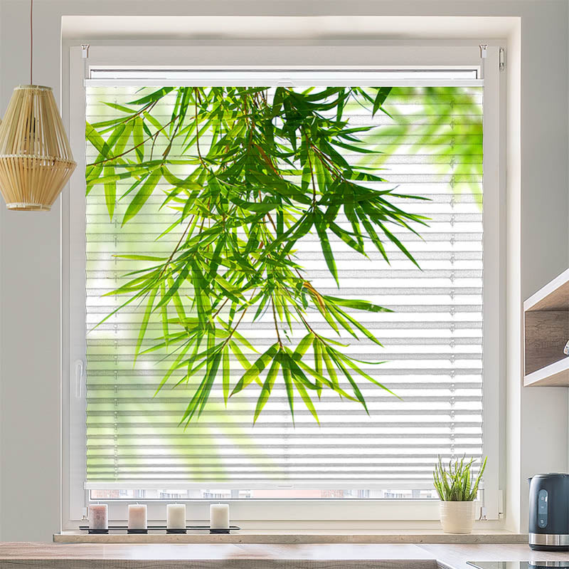 Wabenplissee Motiv Bambusblaetter von Oben