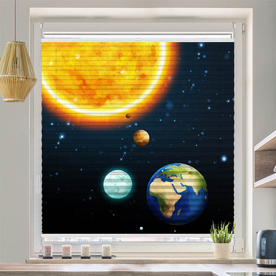 Wabenplissee Motiv Sonne und Planeten