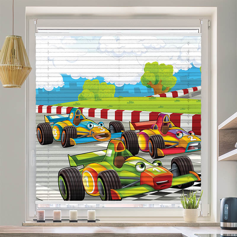 Wabenplissee Motiv "Autorennen"