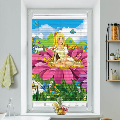 Wabenplissee Motiv Maedchen auf Einer Blume