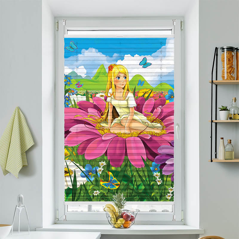 Wabenplissee Motiv "Maedchen auf Einer Blume"