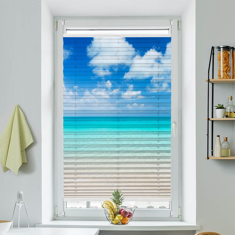 Wabenplissee Motiv Meer Blauer Himmel