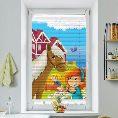 Wabenplissee Motiv Maedchen mit Pferd