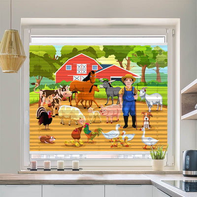 Wabenplissee Motiv Bauer mit Seinen Tieren