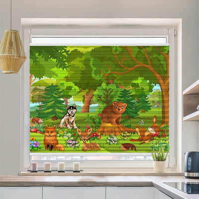 Wabenplissee Motiv Wilde Tiere im Wald