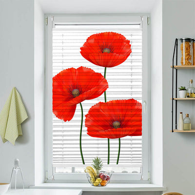 Wabenplissee Motiv Mohnblumen