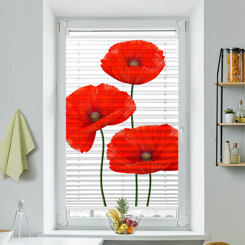 Wabenplissee Motiv "Mohnblumen"