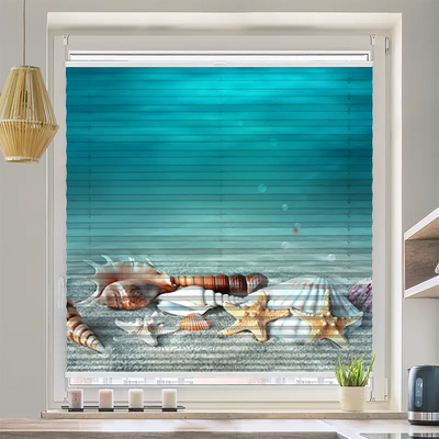 Wabenplissee Motiv Muschel und Seestern am Strand