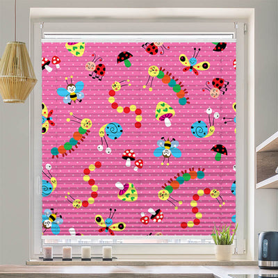 Wabenplissee Motiv Raupen und Schmetterlinge