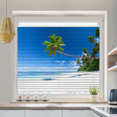 Wabenplissee Motiv Traumstrand mit Palmen