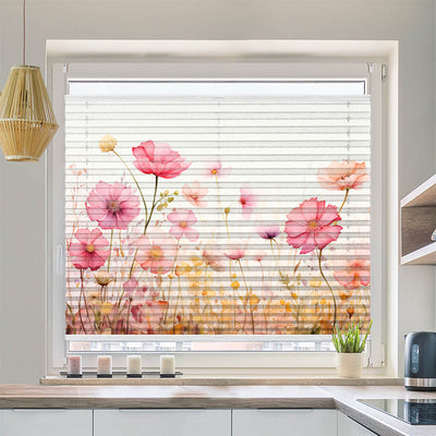 Wabenplissee Motiv Aquarell Rosen und Mohn