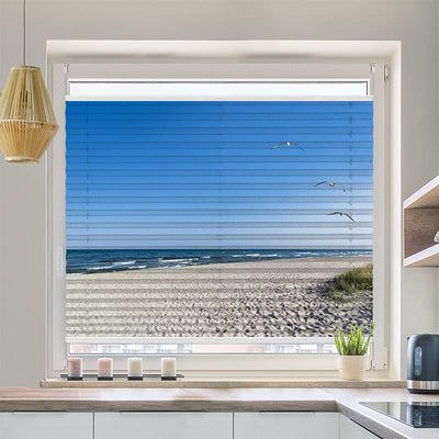 Wabenplissee Motiv Strand mit Moewen