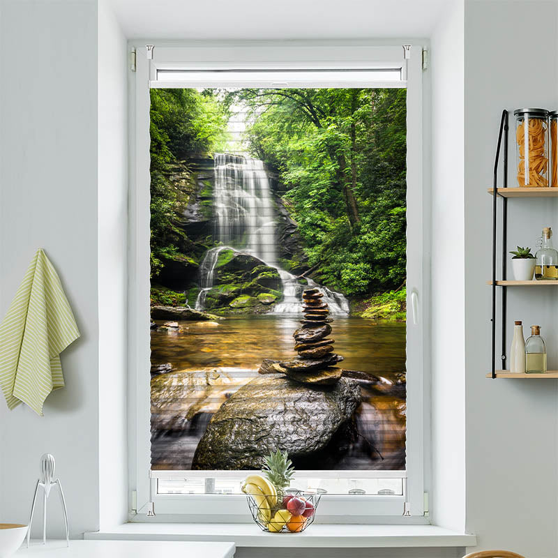 Wabenplissee Motiv Wasserfall Zen Stones