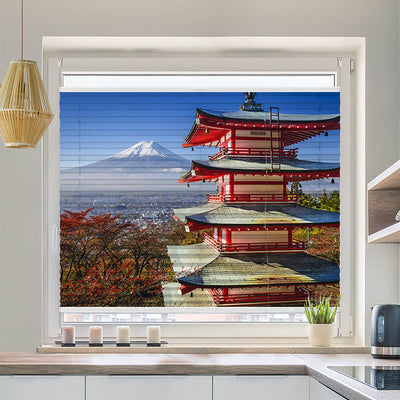 Wabenplissee Motiv Fuji im Herbst