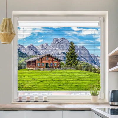 Wabenplissee Motiv Berghütte in den Alpen