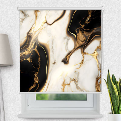 Fotorollo 'Abstrakt Marmor Weiss Schwarz' - La-Melle