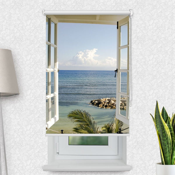 Motivrollo 'Fenster Meerblick' | Bis B 430 x H 440 cm