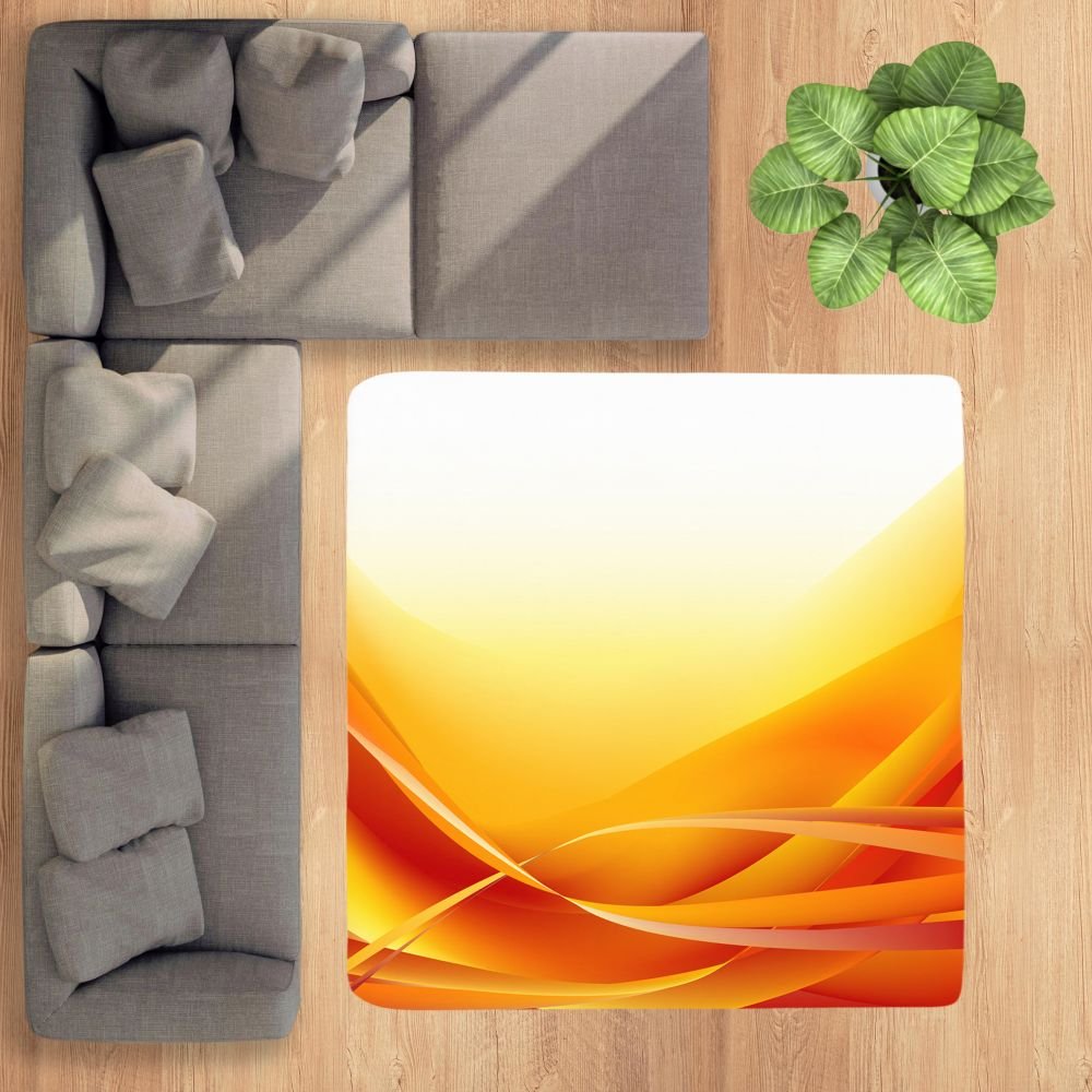 Fototeppich Motiv 'Abstrakte Wellen Orange' - Dekoteppich bis 150 x 500 cm - rutschhemmende Rückseite - La-Melle
