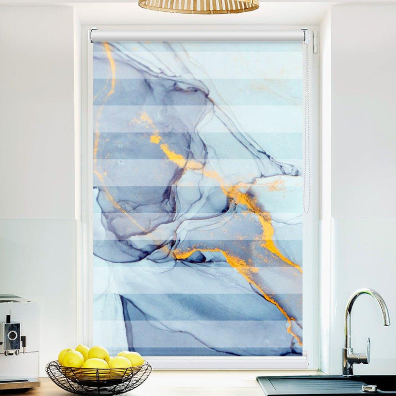 Klemm Doppelrollo "Fluid Marmor" - ohne Bohren - Klemmfix - bis 150 cm Breite - Duo Rollo Fotodruck - La-Melle