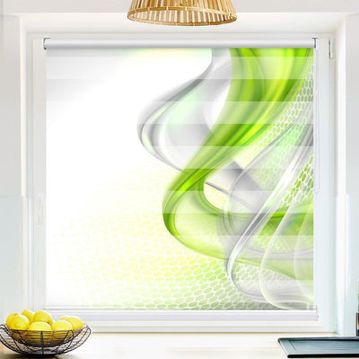 Klemm Doppelrollo Grün grafisch - ohne Bohren - Klemmfix - bis 150 cm Breite - Duo Rollo Fotodruck - La-Melle