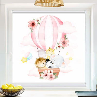 Klemm Doppelrollo Afrika Tiere Heissluftballon - ohne Bohren - Klemmfix - bis 150 cm Breite - Duo Rollo Fotodruck - La-Melle