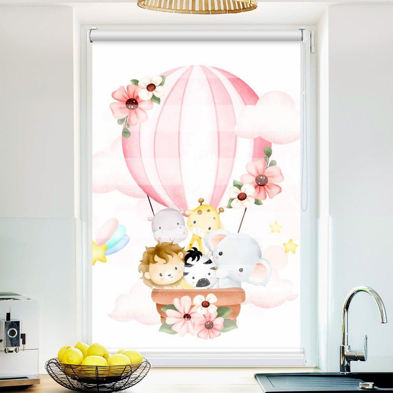 Klemm Doppelrollo "Afrika Tiere Heissluftballon" - ohne Bohren - Klemmfix - bis 150 cm Breite - Duo Rollo Fotodruck - La-Melle