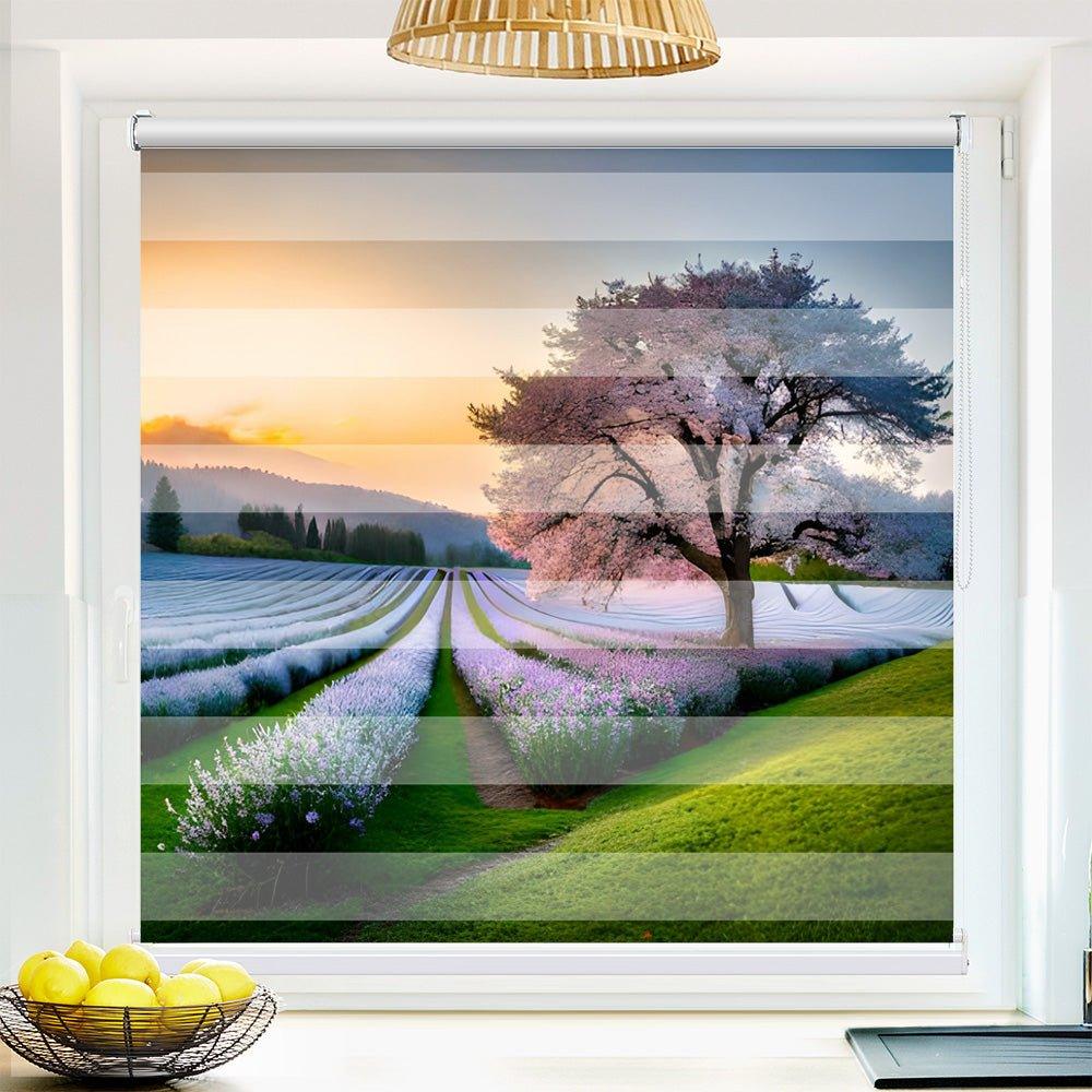 Klemm Doppelrollo "Baum Fruehling Landschaft" - ohne Bohren - Klemmfix - bis 150 cm Breite - Duo Rollo Fotodruck - La-Melle