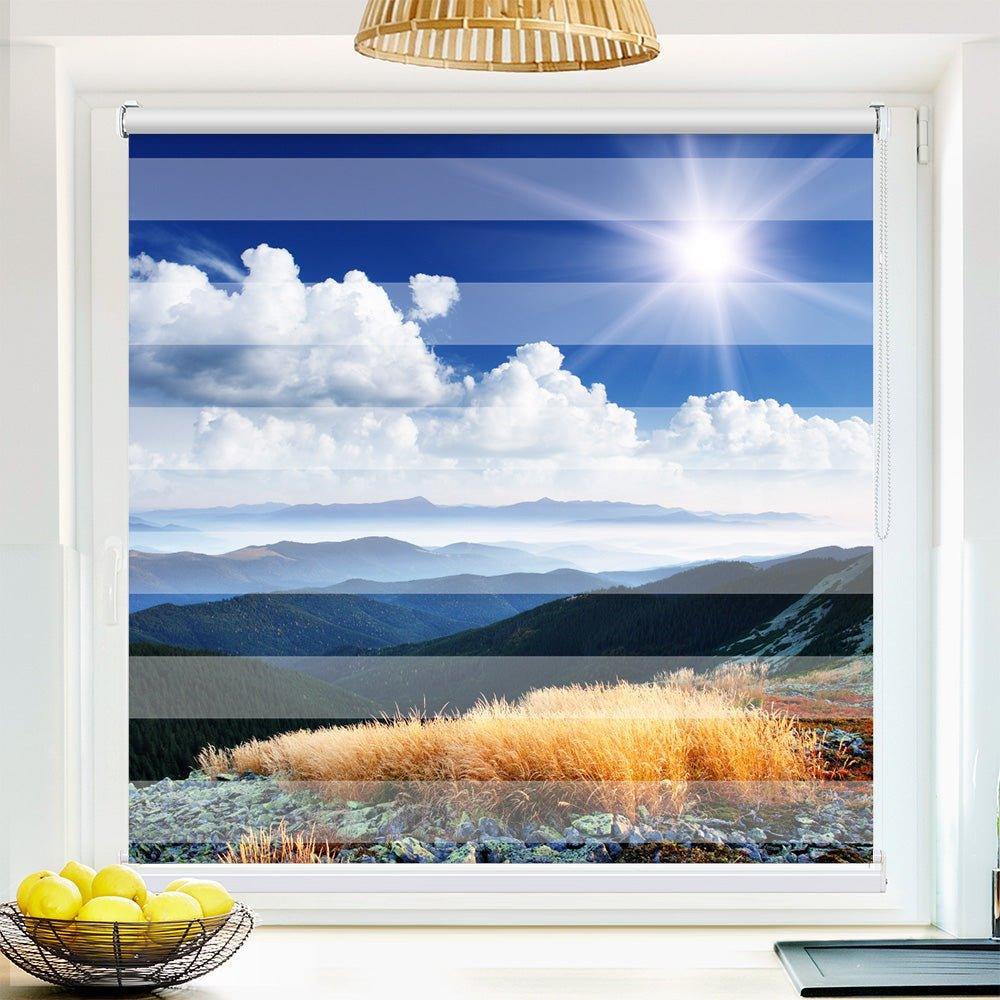 Klemm Doppelrollo "Berglandschaft Aussicht" - ohne Bohren - Klemmfix - bis 150 cm Breite - Duo Rollo Fotodruck - La-Melle