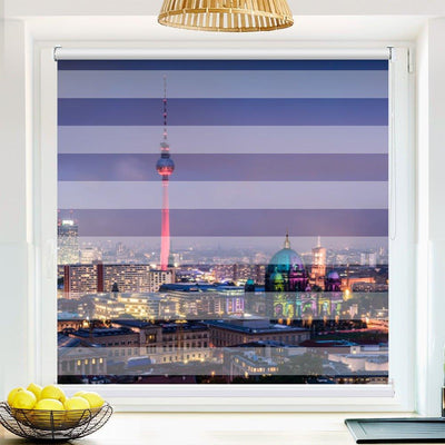 Klemm Doppelrollo Berlin Skyline - ohne Bohren - Klemmfix - bis 150 cm Breite - Duo Rollo Fotodruck - La-Melle