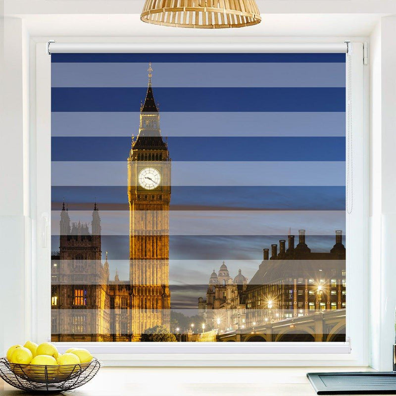 Klemm Doppelrollo "Big Westminster" - ohne Bohren - Klemmfix - bis 150 cm Breite - Duo Rollo Fotodruck - La-Melle