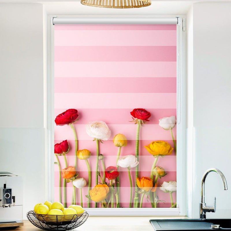 Klemm Doppelrollo "blumen bunt" - ohne Bohren - Klemmfix - bis 150 cm Breite - Duo Rollo Fotodruck - La-Melle