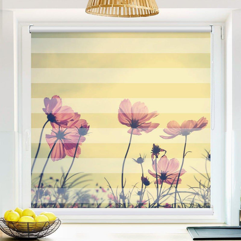 Klemm Doppelrollo "Blumen sepia vintage" - ohne Bohren - Klemmfix - bis 150 cm Breite - Duo Rollo Fotodruck - La-Melle