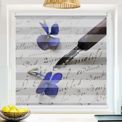 Klemm Doppelrollo Hortensien vintage - ohne Bohren - Klemmfix - bis 150 cm Breite - Duo Rollo Fotodruck - La-Melle