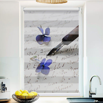 Klemm Doppelrollo Hortensien vintage - ohne Bohren - Klemmfix - bis 150 cm Breite - Duo Rollo Fotodruck - La-Melle