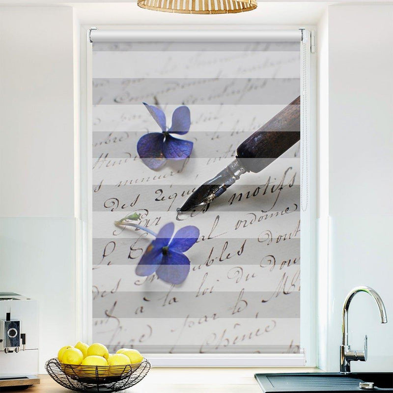 Klemm Doppelrollo "Hortensien vintage" - ohne Bohren - Klemmfix - bis 150 cm Breite - Duo Rollo Fotodruck - La-Melle