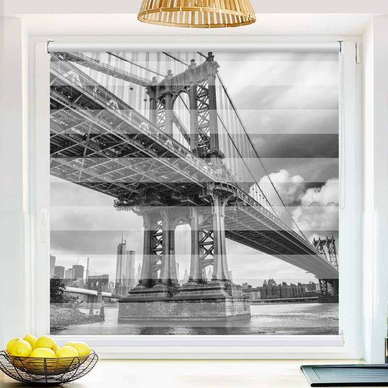 Klemm Doppelrollo "Brooklyn Sw" - ohne Bohren - Klemmfix - bis 150 cm Breite - Duo Rollo Fotodruck - La-Melle