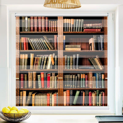 Klemm Doppelrollo Bücherregal vintage - ohne Bohren - Klemmfix - bis 150 cm Breite - Duo Rollo Fotodruck - La-Melle
