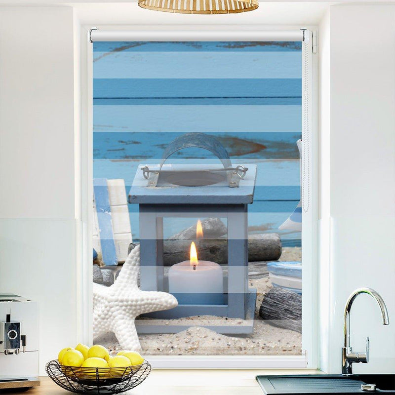 Klemm Doppelrollo "Shabby Sand" - ohne Bohren - Klemmfix - bis 150 cm Breite - Duo Rollo Fotodruck - La-Melle