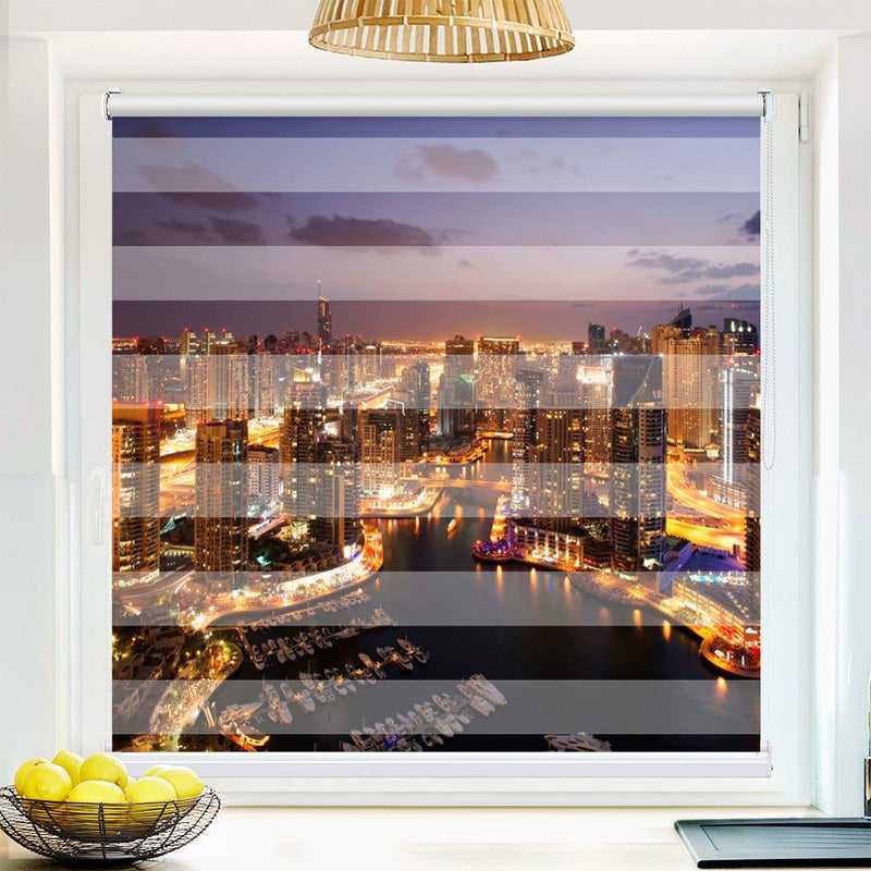 Klemm Doppelrollo "Dubai Nacht" - ohne Bohren - Klemmfix - bis 150 cm Breite - Duo Rollo Fotodruck - La-Melle