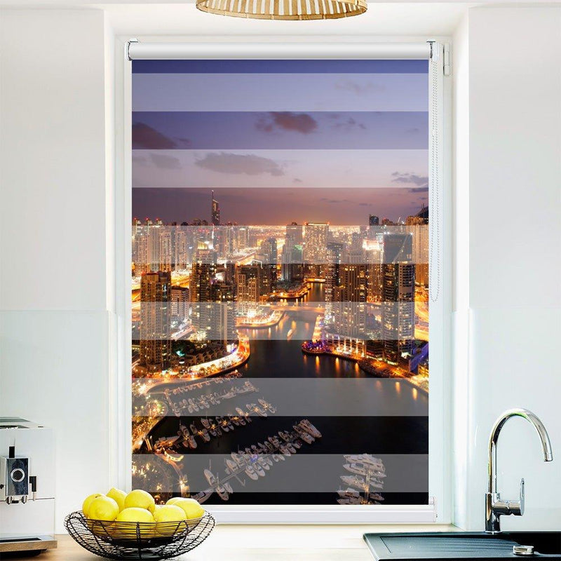 Klemm Doppelrollo "Dubai Nacht" - ohne Bohren - Klemmfix - bis 150 cm Breite - Duo Rollo Fotodruck - La-Melle