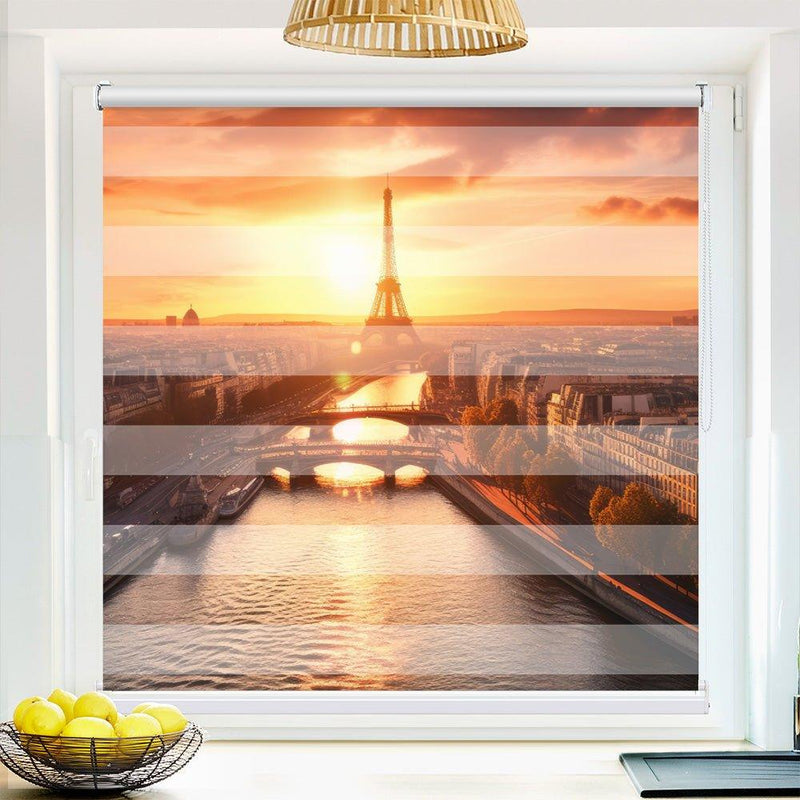 Klemm Doppelrollo "Eifelturm Seine" - ohne Bohren - Klemmfix - bis 150 cm Breite - Duo Rollo Fotodruck - La-Melle