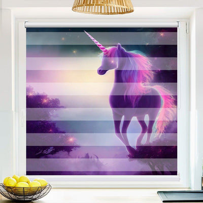 Klemm Doppelrollo Einhorn Fantasie - ohne Bohren - Klemmfix - bis 150 cm Breite - Duo Rollo Fotodruck - La-Melle