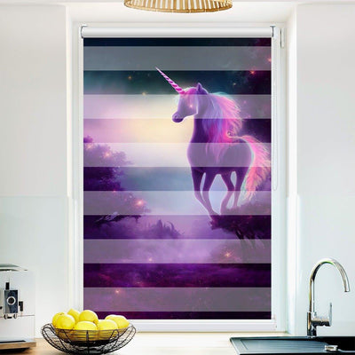 Klemm Doppelrollo Einhorn Fantasie - ohne Bohren - Klemmfix - bis 150 cm Breite - Duo Rollo Fotodruck - La-Melle